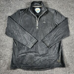 Tommy Bahama 1/4 Zip Mock Neck Sweater Men's Small Black Paradise Tech Stretch